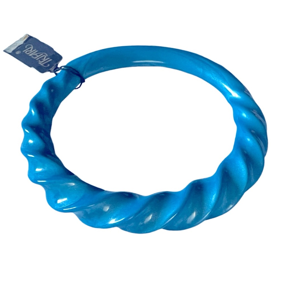 NWT Vintage Trifari Resin Blue Twisted Bangle